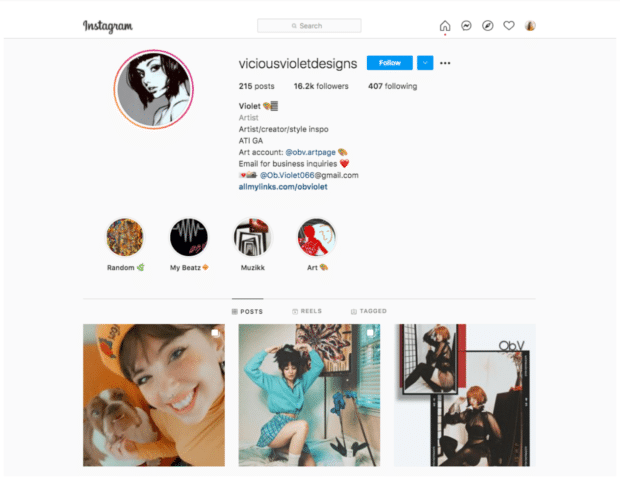 Instagram micro-influencer恶性紫色设计的艺术家