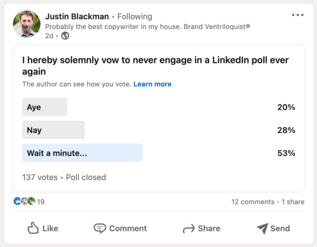 LinkedIn Poll投票选项